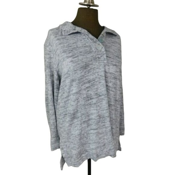 Soft Surroundings Size M Medium Gray White Super Soft Knit Top - Picture 3 of 3
